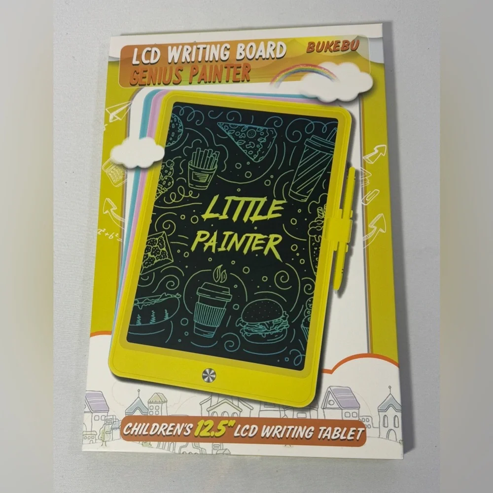 LCD Writing Drawing Tablet 12.5” Doodle Board Pad Toy Colorful Yellow NEW in Box